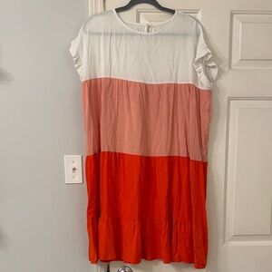 Colorblock Ruffle Sleeve Dress